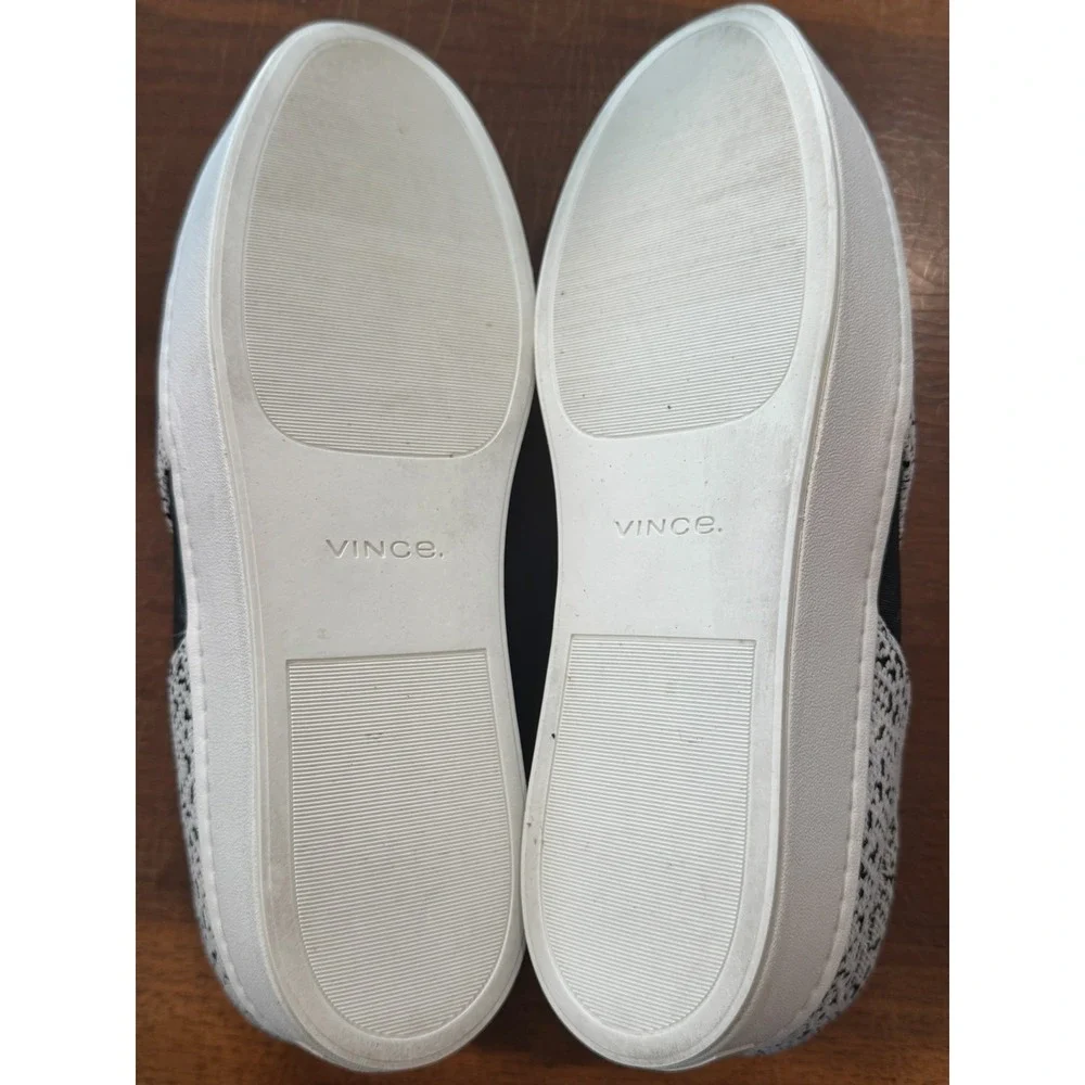Vince Women's Knit Slip-On Sneakers Black White‎ Size 11 EUR 41 NWOT